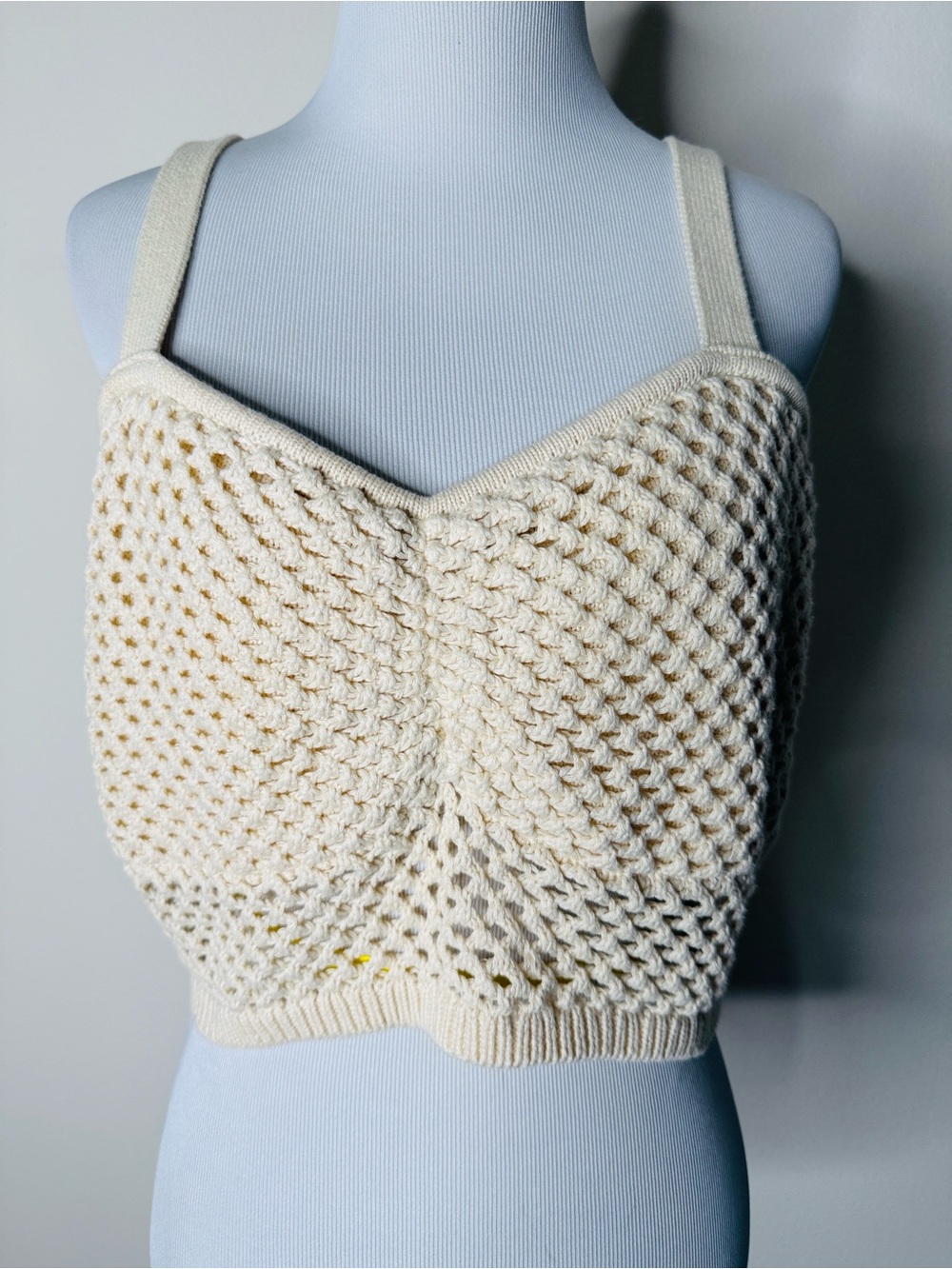 Cotton On Tan Crochet Knit Cropped Tank